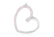 Sterling Silver Pink Zirconia Open Fickle Heart Slider Pendant