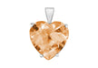 Sterling Silver Large Orange Zirconia  Heart Pendant