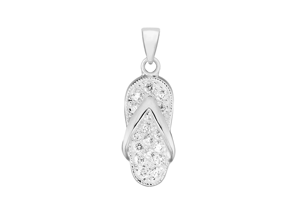 Sterling Silver Zirconia  Flip Flop Pendant