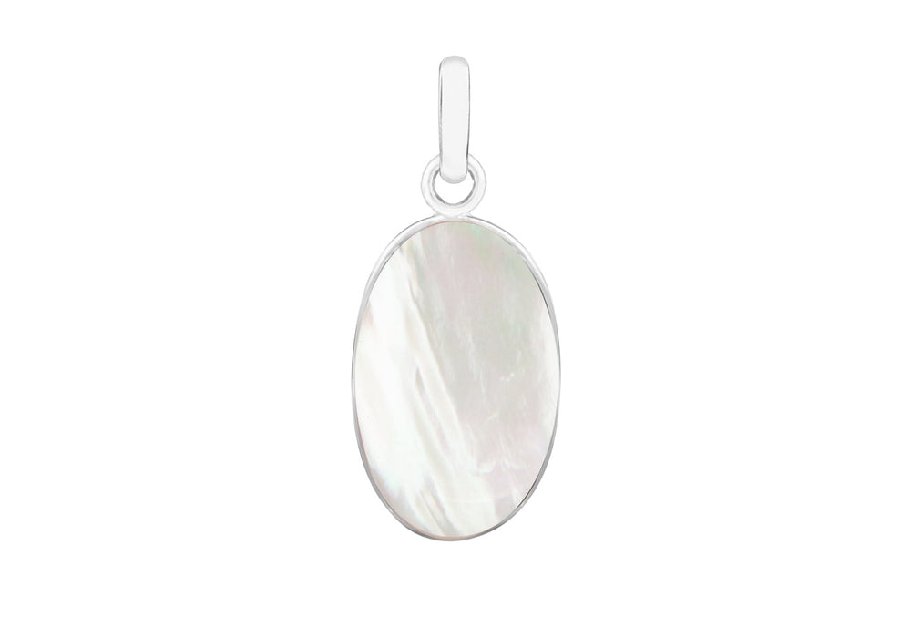 Sterling Silver Oval White Mother of Pearl Pendant