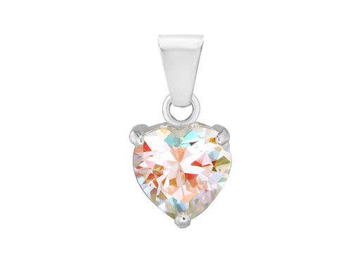 Sterling Silver Aurora Borealis Zirconia  Heart Pendant