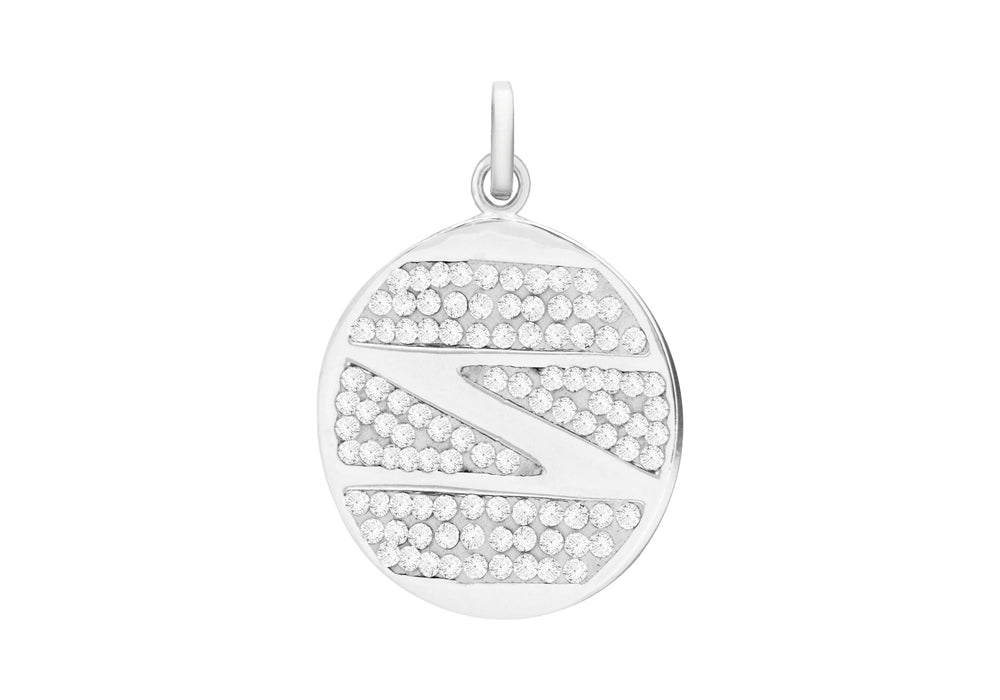 Sterling Silver Zirconia  Round Pendant