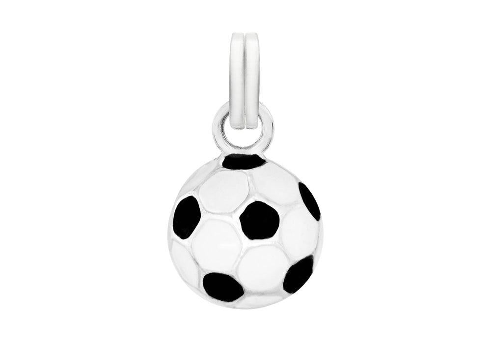 Sterling Silver 9.5mm Black and White Enamel Football Pendant