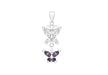 Sterling Silver Zirconia  and Amethyst BCutterflies Pendant