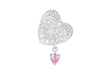 Sterling Silver Zirconia  Double-Heart Slider Pendant