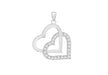 Sterling Silver Zirconia  21.3mm x 27.3mm Double-Heart Pendant