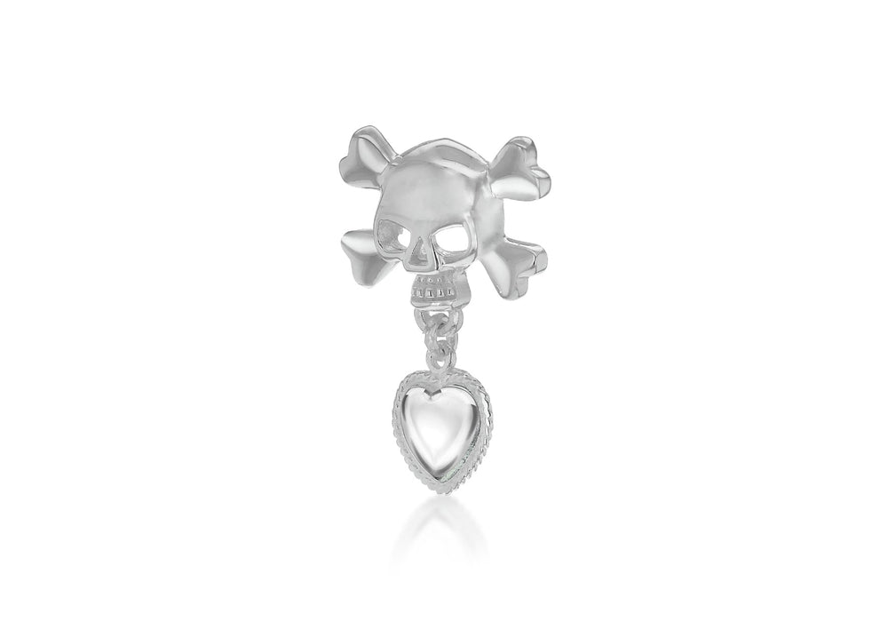 Sterling Silver Skull & Bones Heart Pendant