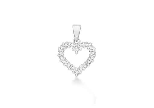 Sterling Silver Zirconia  15mm 21mm Open-Heart Pendant