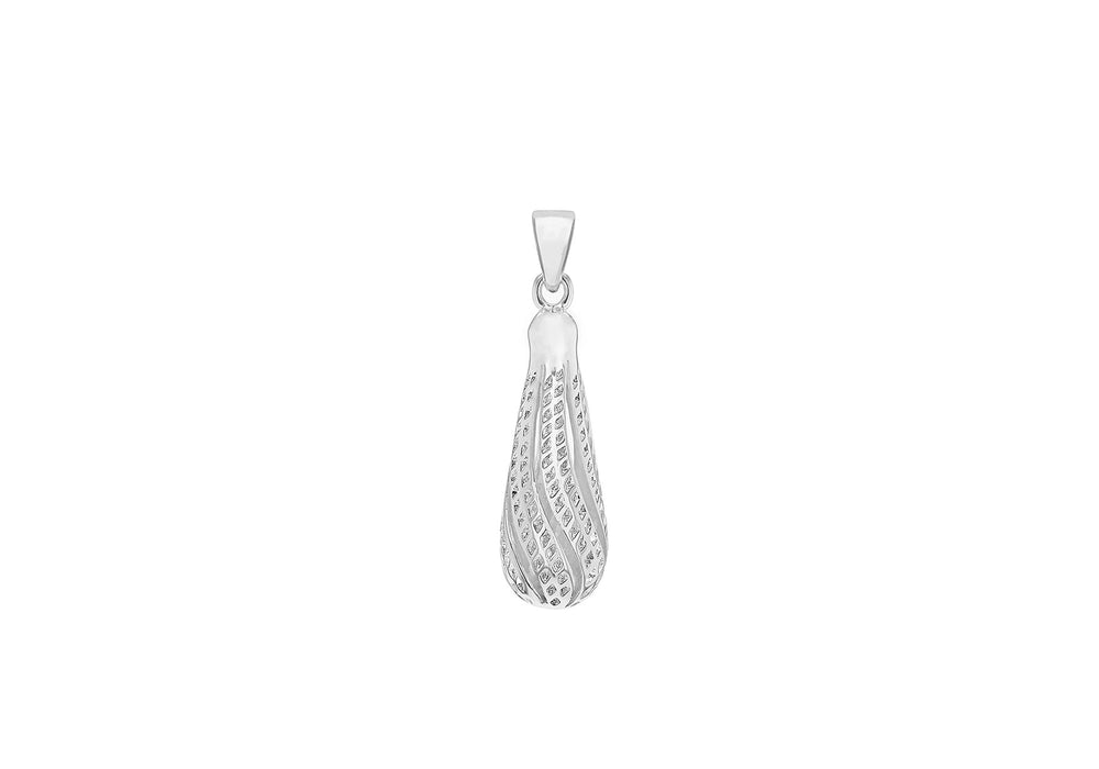 Sterling Silver 8.4mm x 31mm Diamond Cut Teardrop Pendant