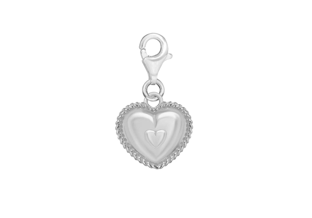 Sterling Silver 11.7mm x 22.8mm Patterned Heart Lobster-lasp Charm9