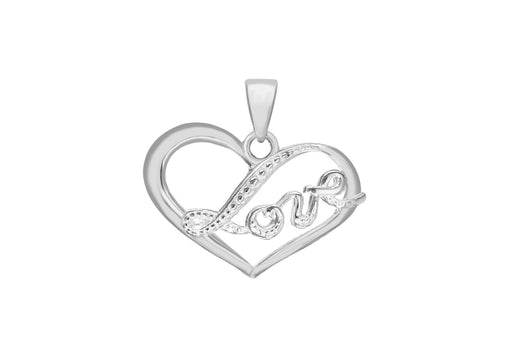 Sterling Silver 23.7mm x 22.6mm 'Love' Heart Pendant