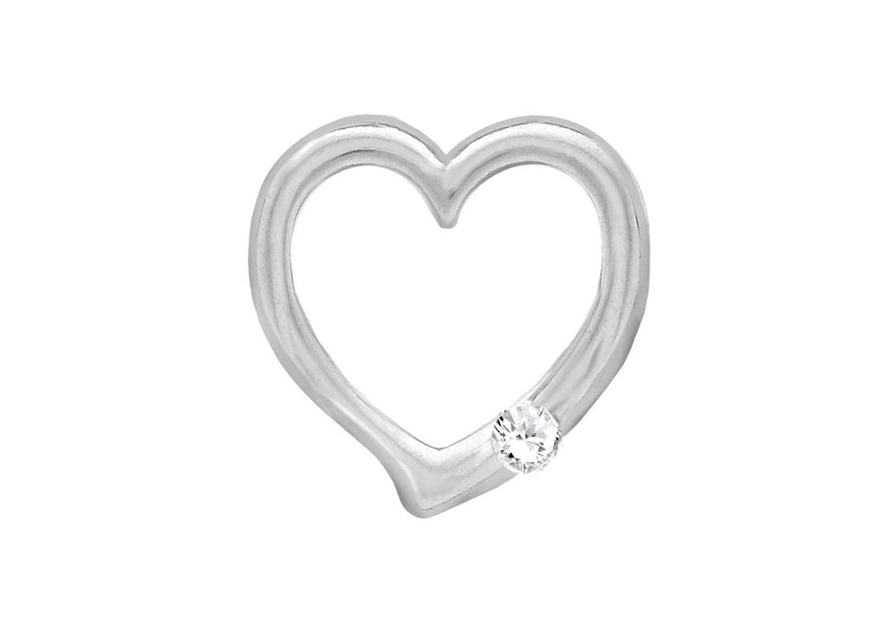 Sterling Silver Zirconia  Floating Heart Pendant