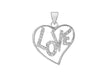 Sterling Silver Zirconia  25.2mm x 29.9mm 'LOVE' Heart Pendant