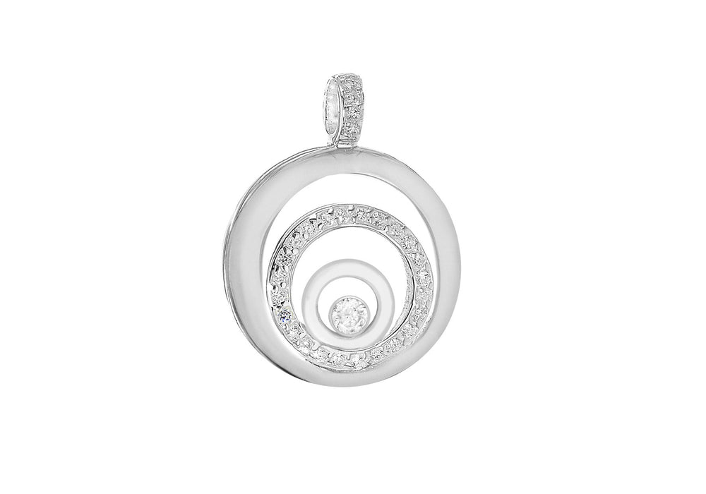 Sterling Silver Zirconia  26.4mm Multi Circle Pendant