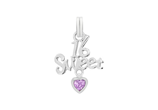 Sterling Silver Pink Zirconia  '16 Sweet' Pendant