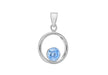 Sterling Silver Blue Zirconia  12.7mm Disc Pendant