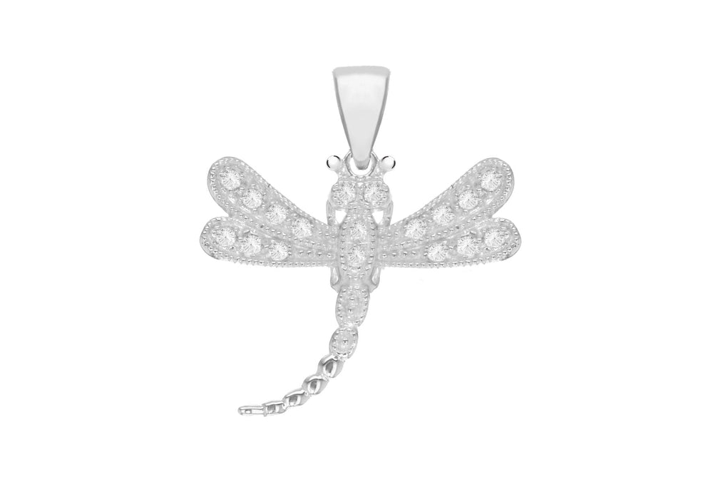 Sterling Silver Zirconia Dragonfly Pendant