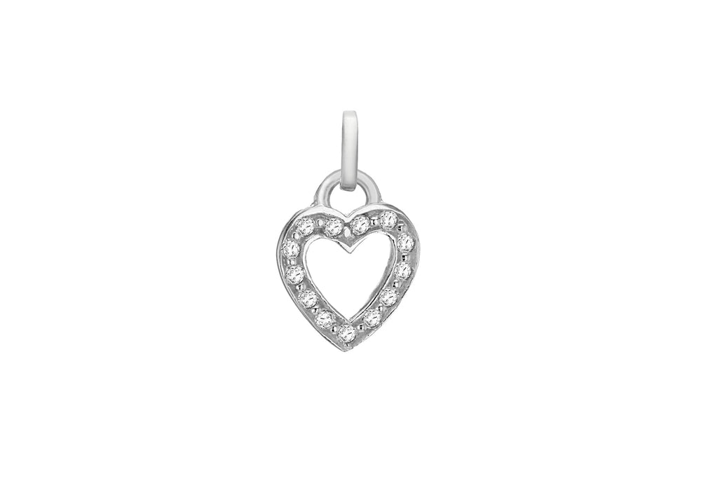 Sterling Silver Zirconia  10.6mm x 17.2mm Heart Pendant