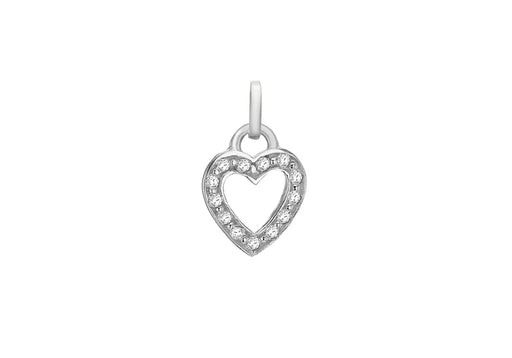 Sterling Silver Zirconia  10.6mm x 17.2mm Heart Pendant