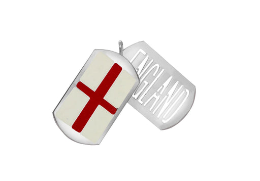 Sterling Silver 21.6mm x 41mm Enamel St George's Flag & England CutoCut Double Tag Pendant