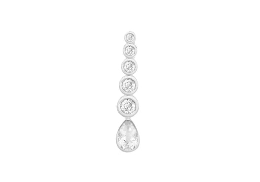 Sterling Silver Zirconia  5.3mm x 26.8mm Graduated Drop Pendant