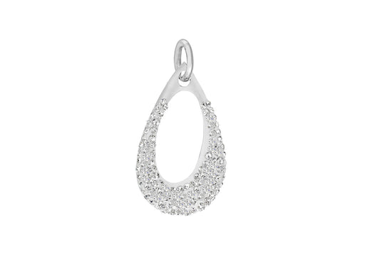 Sterling Silver Crystal 17mm x 32mm Teardrop Pendant