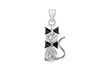 Sterling Silver Black & White Zirconia Cat Pendant