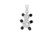 Sterling Silver Black and White Zirconia  13.9mm x 25.8mm Teddy Bear Pendant