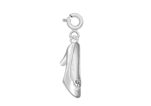 Sterling Silver Crystal Shoe Spring Ring Charm