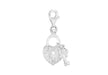 Sterling Silver Zirconia Heart Padlock & Key Lobster-Clasp Charm