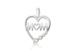 Sterling Silver Zirconia  18mm x 24mm 'Mum' Heart Pendant