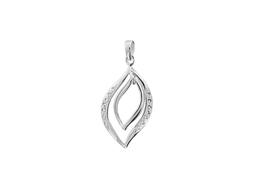 Sterling Silver Zirconia  Double Wave Drop Pendant