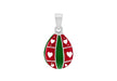 Sterling Silver Red & Green Enamel Drop Pendant