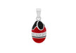 Sterling Silver Red & Black White Zirconia Set Enamel Easter Egg Pendant