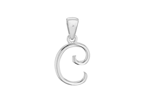 SILVER RHOD DIA  INITIAL Pendant