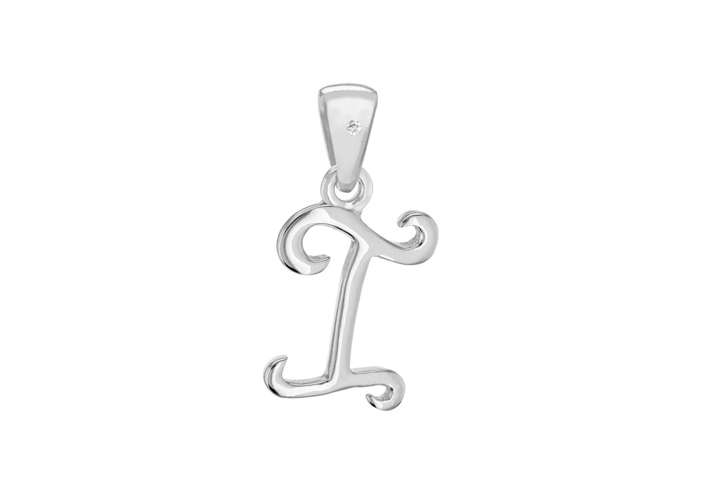 SILVER RHOD DIA I INITIAL Pendant