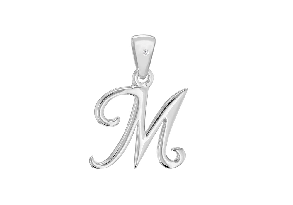 SILVER RHOD DIA M INITIAL Pendant