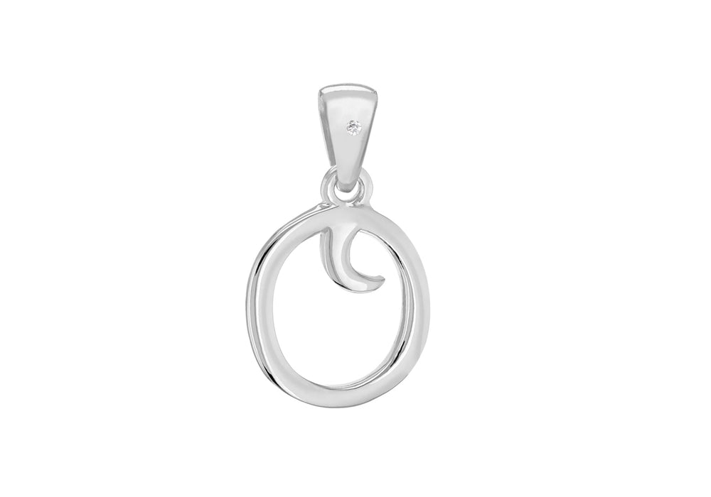 SILVER RHOD DIA O INITIAL Pendant