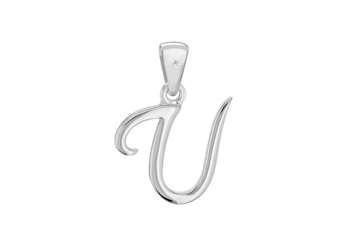 SILVER RHOD DIA U INITIAL Pendant