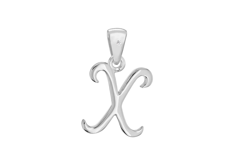 SILVER RHOD DIA X INITIAL Pendant