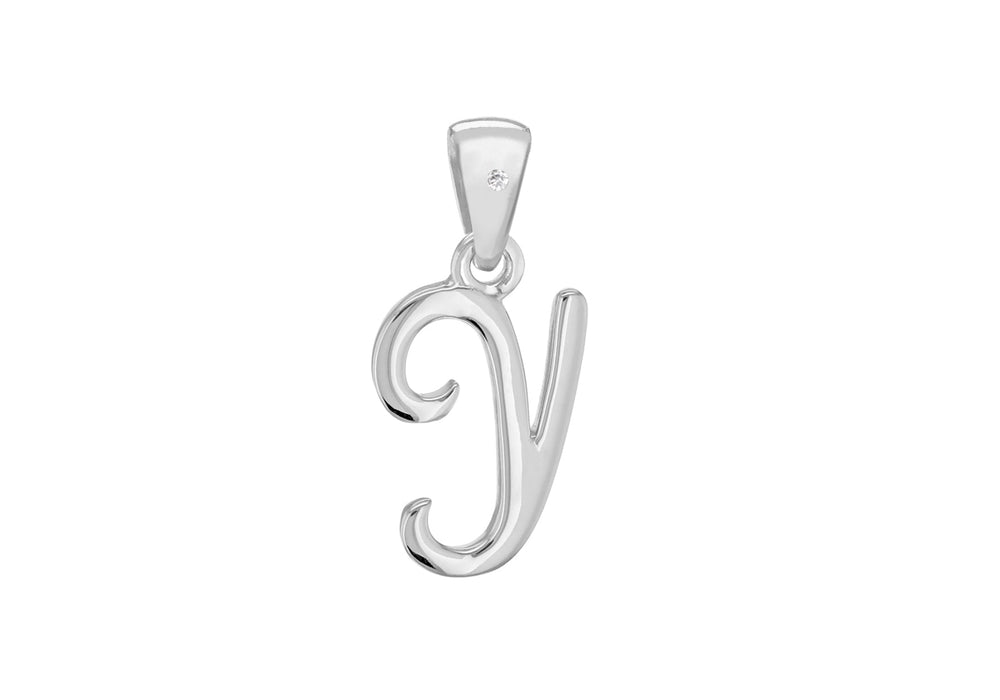 SILVER RHOD DIA Y INITIAL Pendant