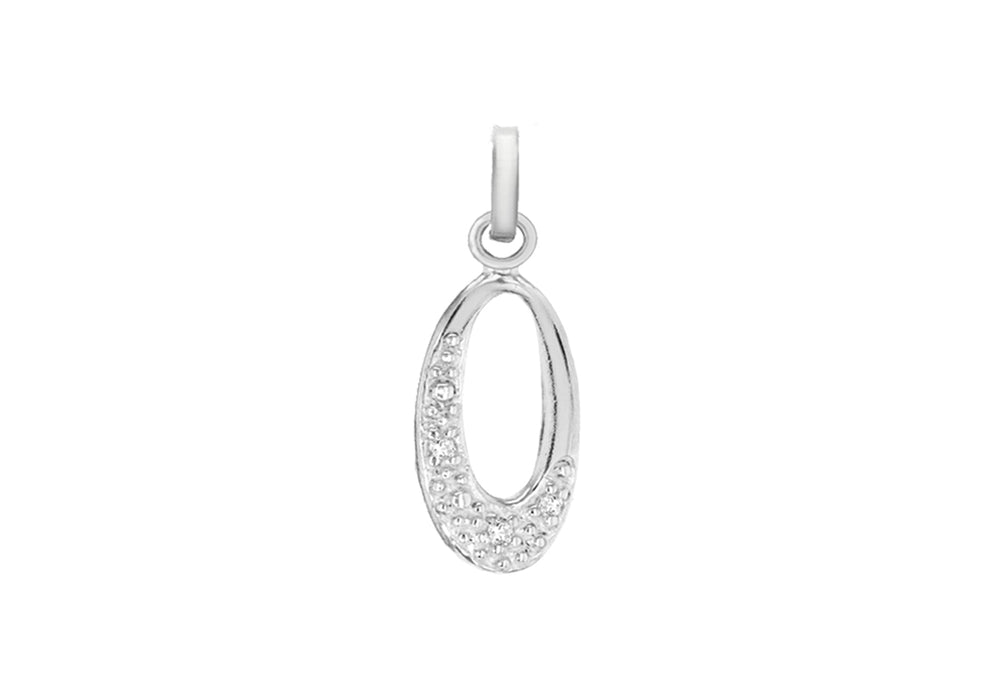 SILVER Zirconia  OPEN OVAL Pendant