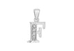 Sterling Silver Zirconia  8.2mm x 17.8mm 'F' Initial Pendant