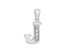 Sterling Silver Zirconia  7.7mm x 18.1mm 'J' Initial Pendant