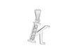 Sterling Silver Zirconia  10mm x 17.7mm 'K' Initial Pendant