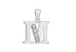 Sterling Silver Zirconia  10.3mm x 18mm 'M' Initial Pendant