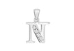 Sterling Silver Zirconia  10.5mm x 19mm 'N' Initial Pendant