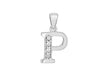 Sterling Silver Zirconia  10mm x 18.3mm 'P' Initial Pendant