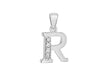 Sterling Silver Zirconia  10mm x 17.5mm 'R' Initial Pendant