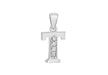 Sterling Silver Zirconia  8.2mm x 17.9mm 'T' Initial Pendant